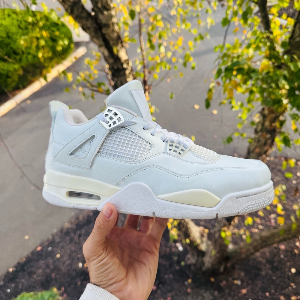 Air Jordan 4 Retro Mid Pure Money 308497-100 White Silver Men’s Size 10